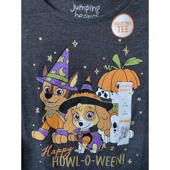 Jumping Beans Paw Patrol Chase Marshall Skye Happy Howl O Ween Tee Size 7 - Picture 3 of 5